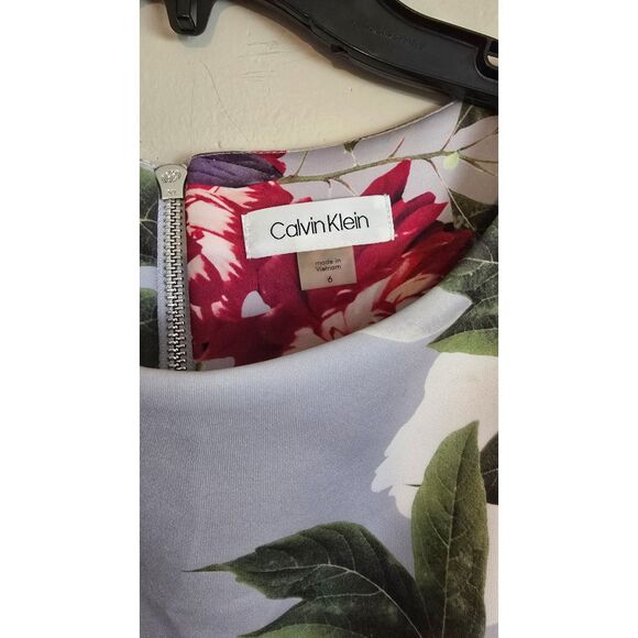 Calvin Klein Floral Fit & Flare Midi Sleeveless Dress Size 6 - Picture 7 of 8